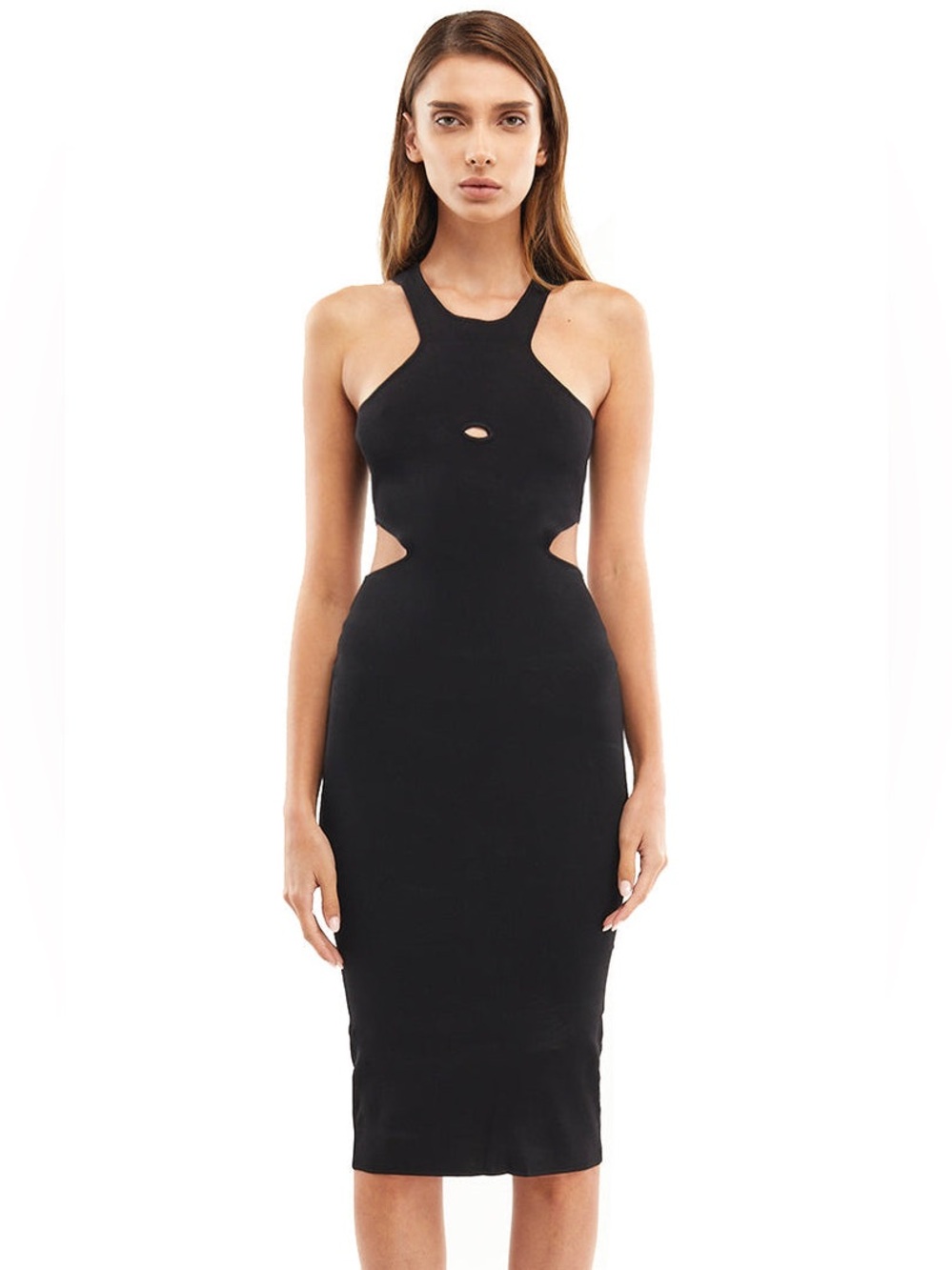 NWT Mother Of All Devon Knit Dress Black Medium Cut Out Stretch